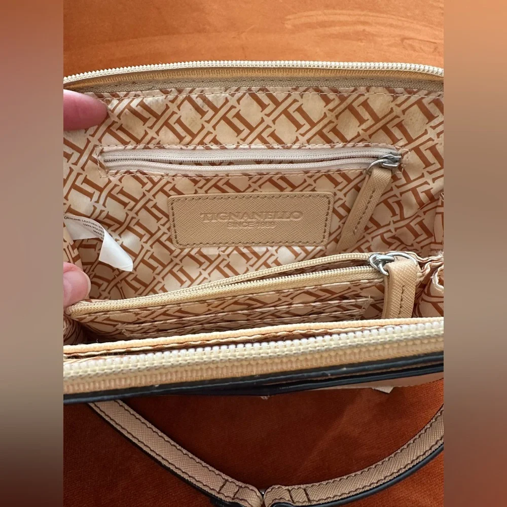 Tignanello Bella Belt Belt in Nude Coated Leather Crossbody Removable Strap